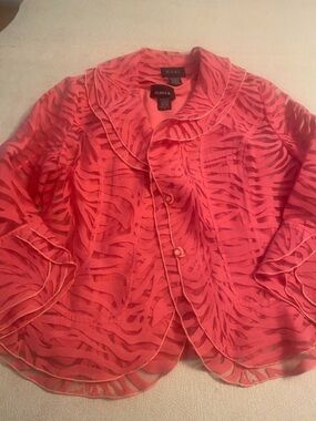 Coral Sheer Button Front top with coordinated tank underneath